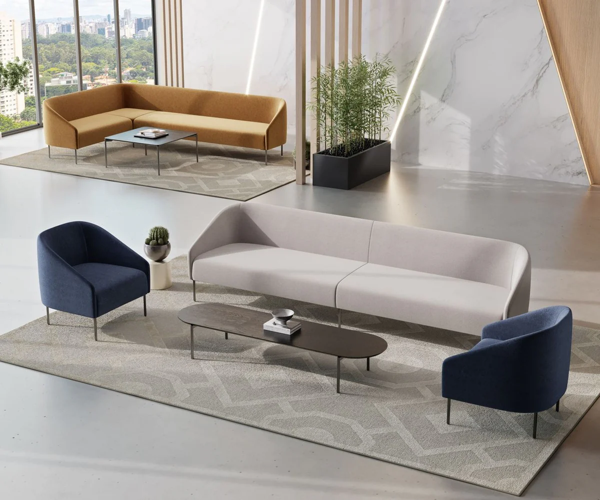 Casa Padrino Sof¨¢ de Lujo de Sal¨®n y Hotel Gris / Negro 200 cm - Muebles de Lujo