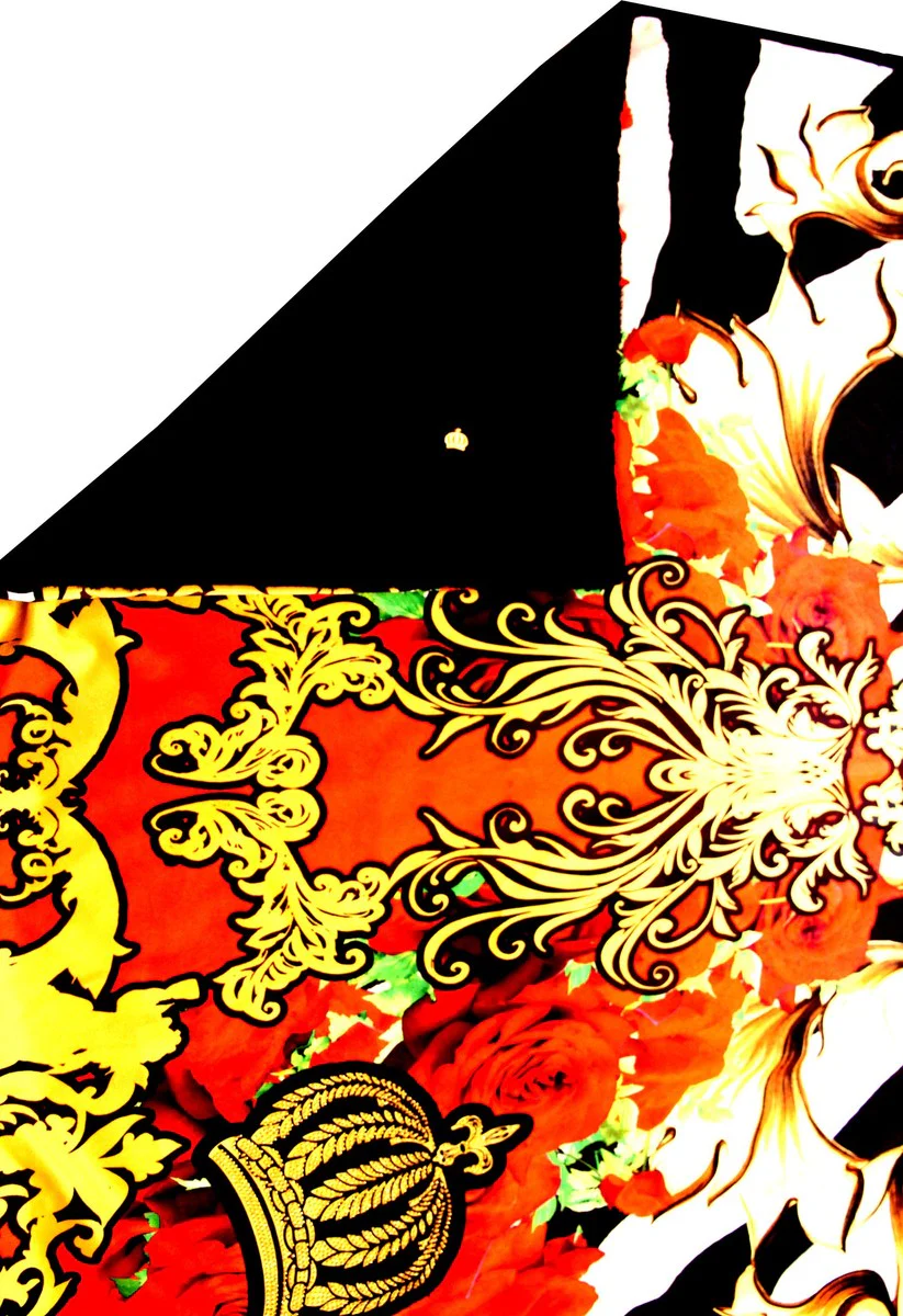 Manta de lujo Pomp??s de Casa Padrino Baroque Coronas y Rosas de Harald Gl??ckler con diamantes de imitaci¨®n