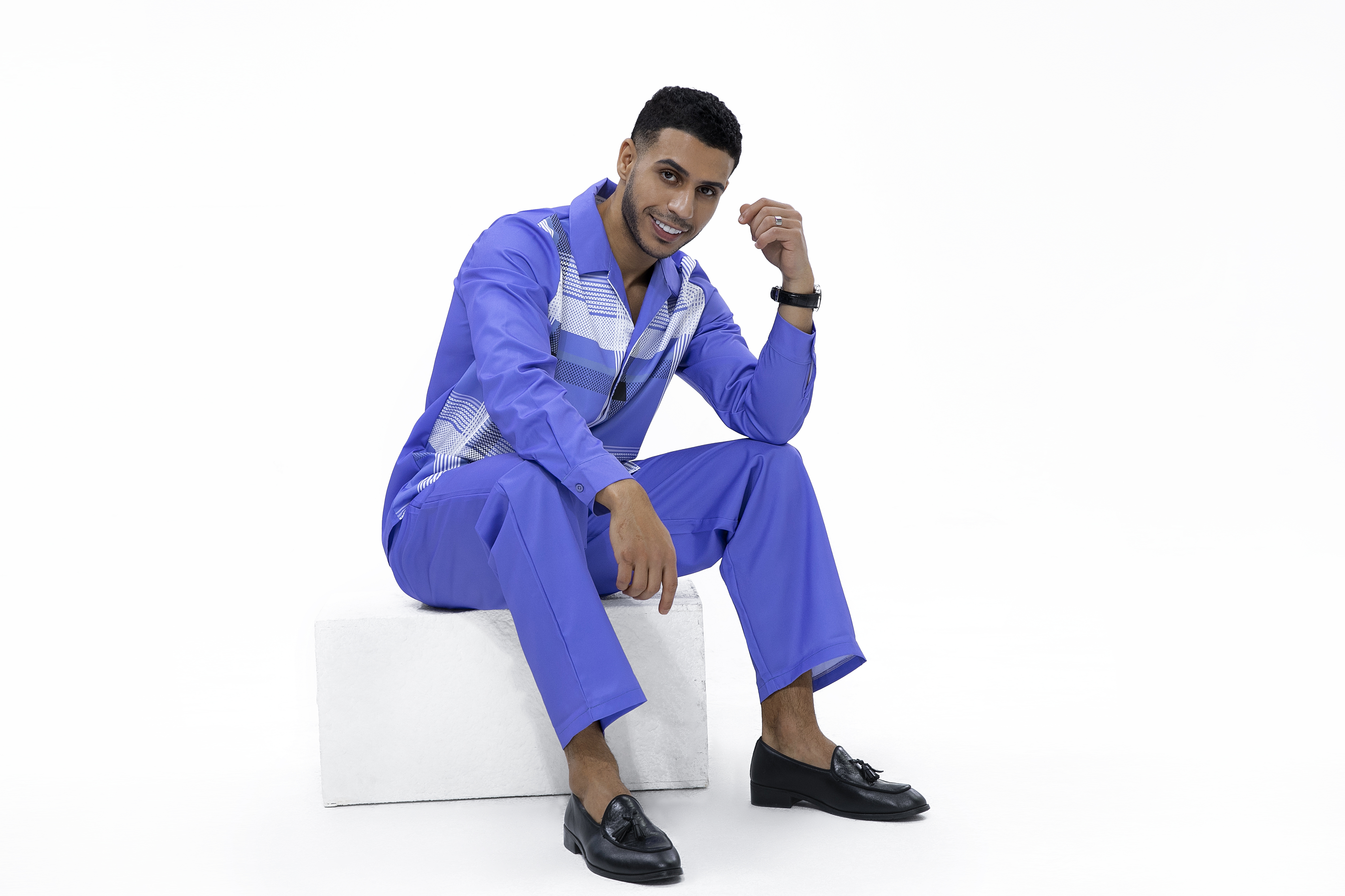 Suitmens Purple Long Sleeve Trouser Line Two-Piece Walking Suit