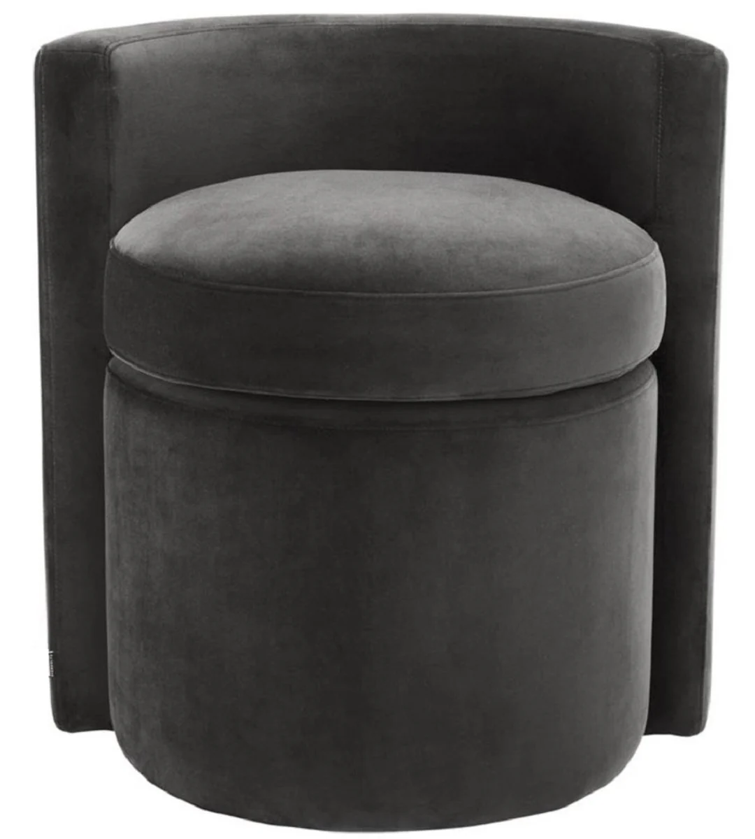 Casa Padrino Sillón de Diseño Gris Oscuro 61 x 57 x H. 64 cm - Sillón Redondo de Terciopelo - Muebles de Lujo