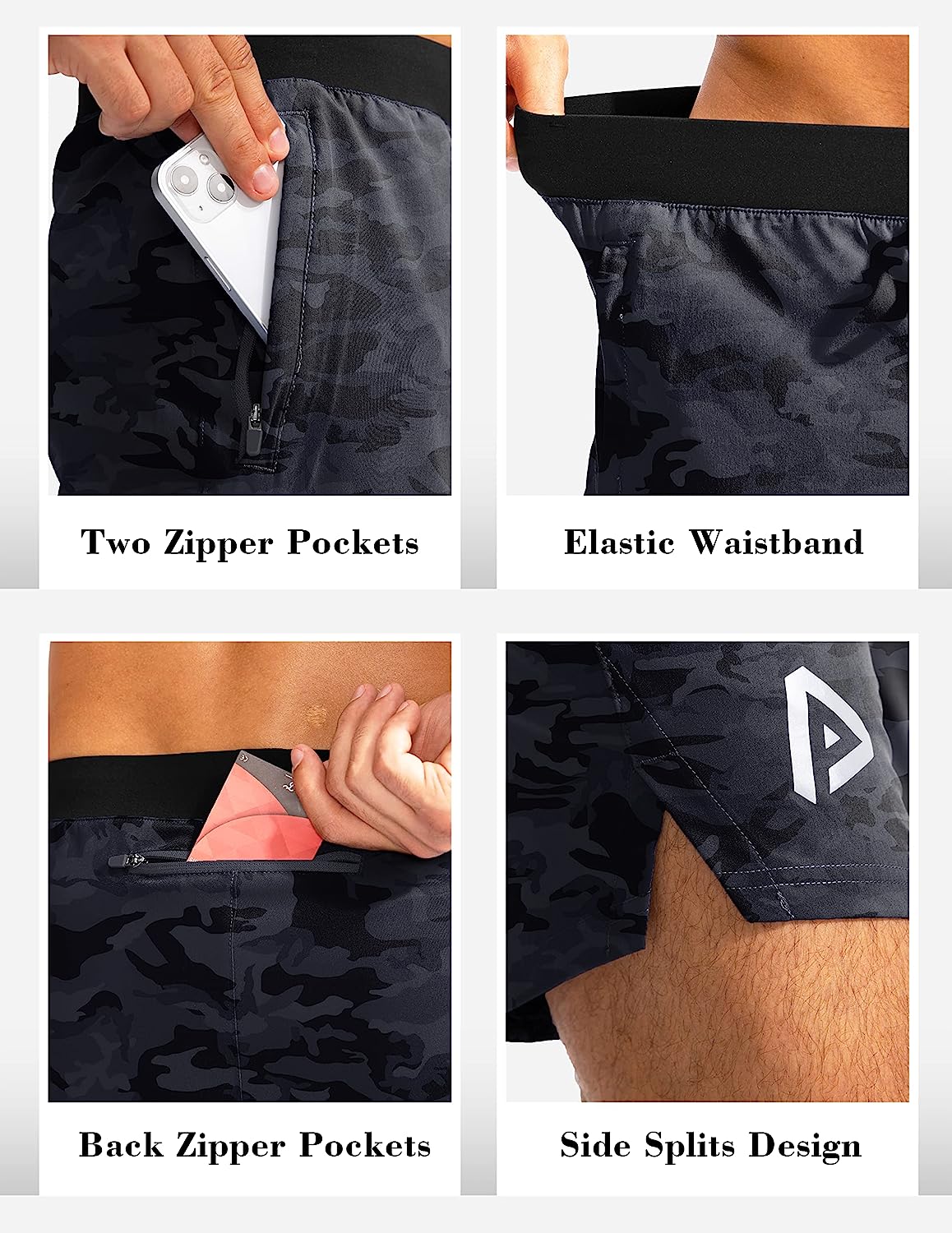 Men's Workout Running Shorts 5 Inch Lightweight Quick Dry Soccer Gym Athletic Shorts for Men with 3 Pockets