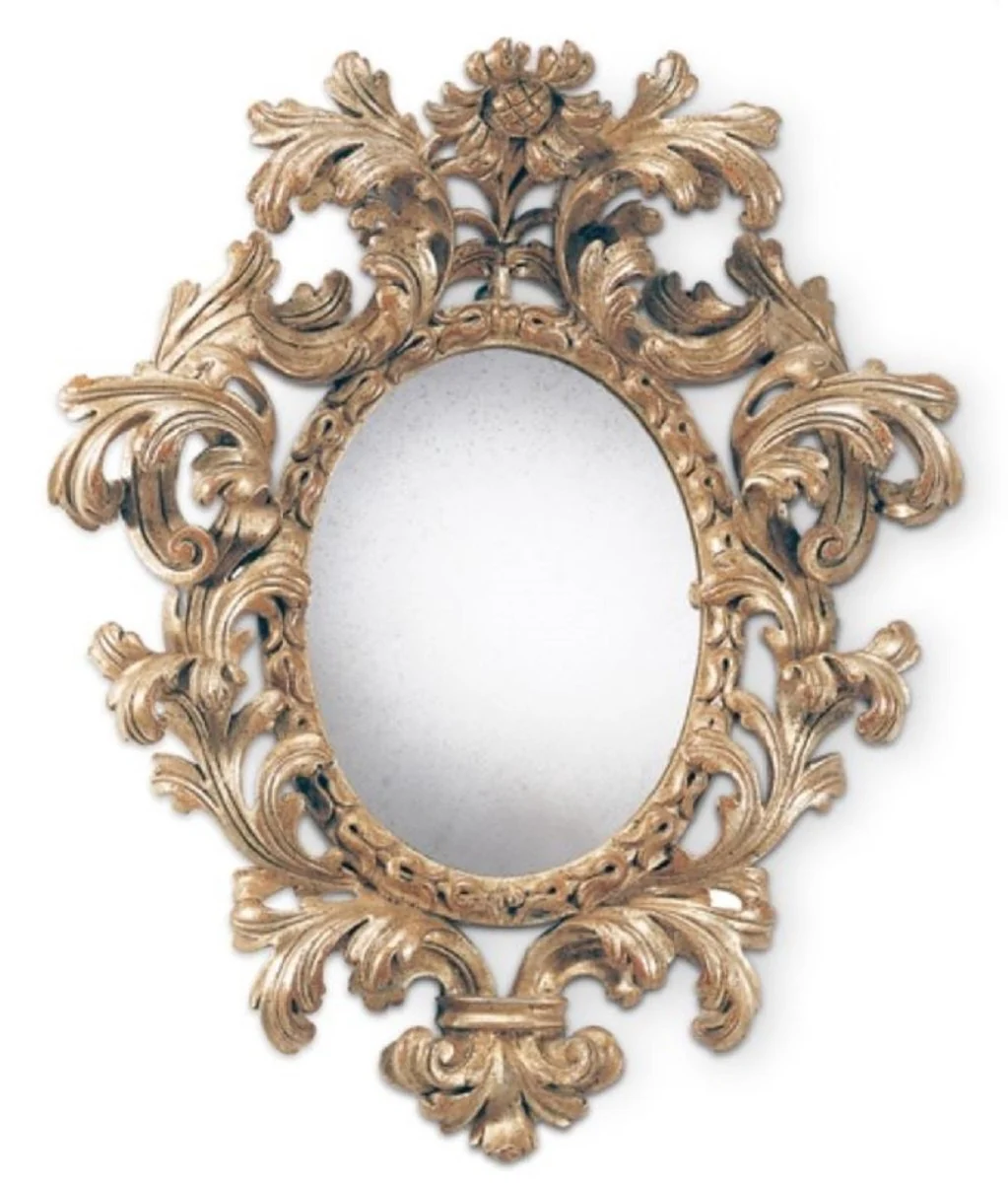Casa Padrino espejo barroco de lujo oro antiguo - Espejo de pared ovalado de estilo barroco italiano con cristal de espejo antiguo - Muebles de lujo en estilo barroco - Hecho en Italia