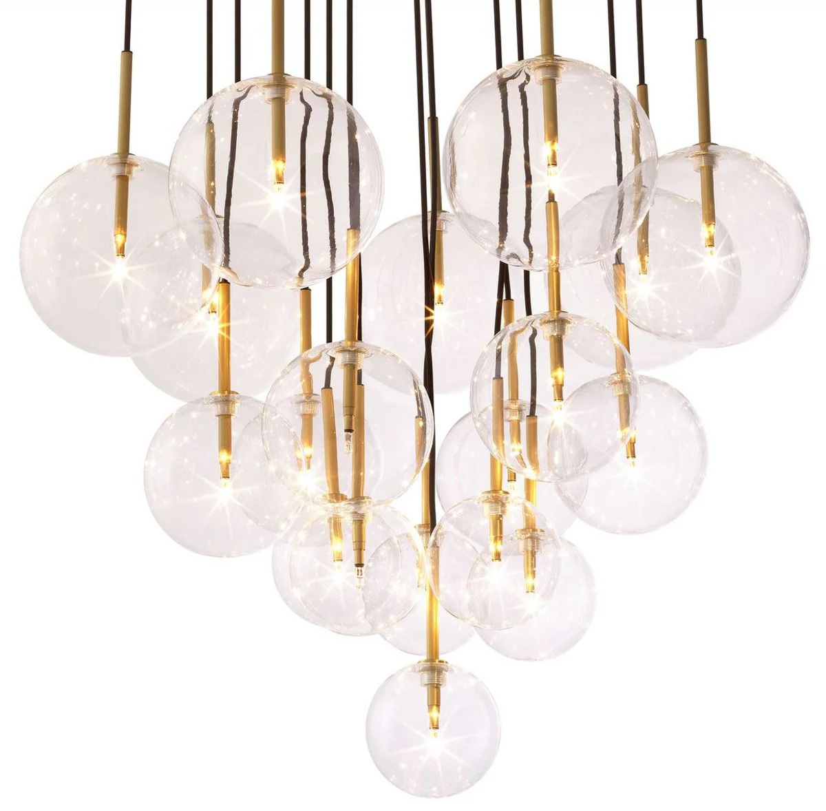 Casa Padrino lámpara de araña halógena de lujo latón antiguo Ø 80 x A. 125 cm - Lámpara de araña moderna con pantallas de vidrio - Calidad de Lujo