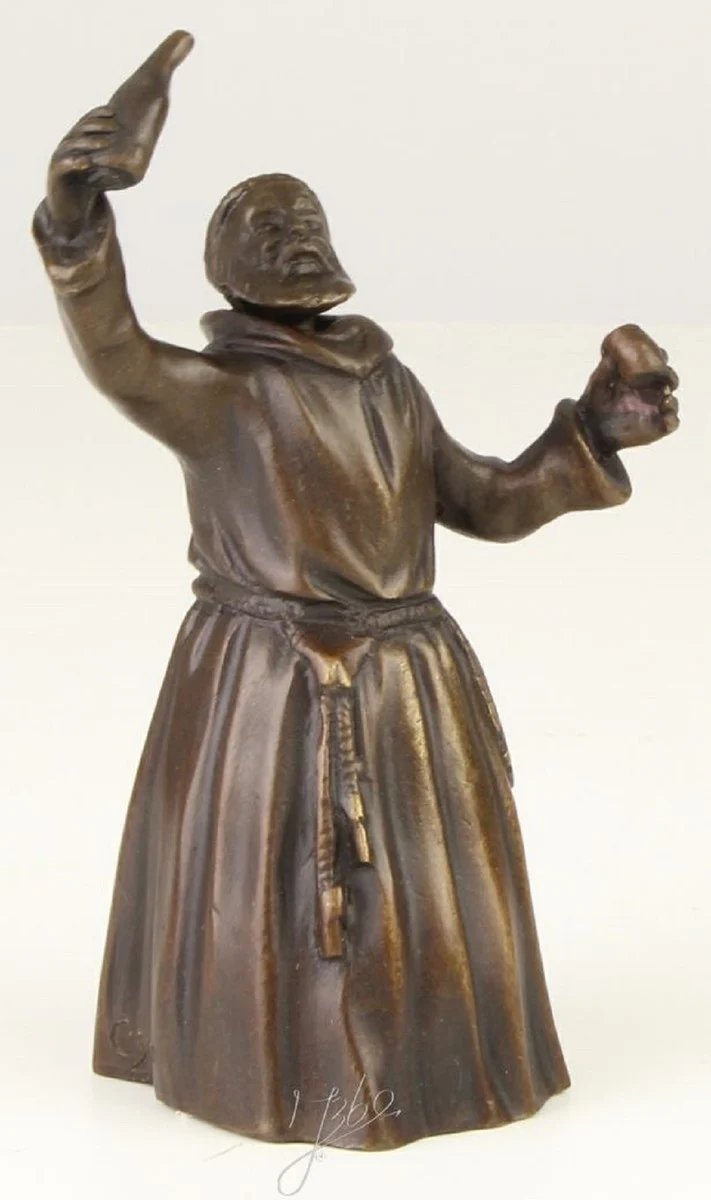 Casa Padrino Campana de Mesa Art Nouveau Monje Bronce / Oro 6,9 x 5,1 x H. 11,6 cm - Campana de Servicio Campana de Bronce - Accesorios de Hostelería