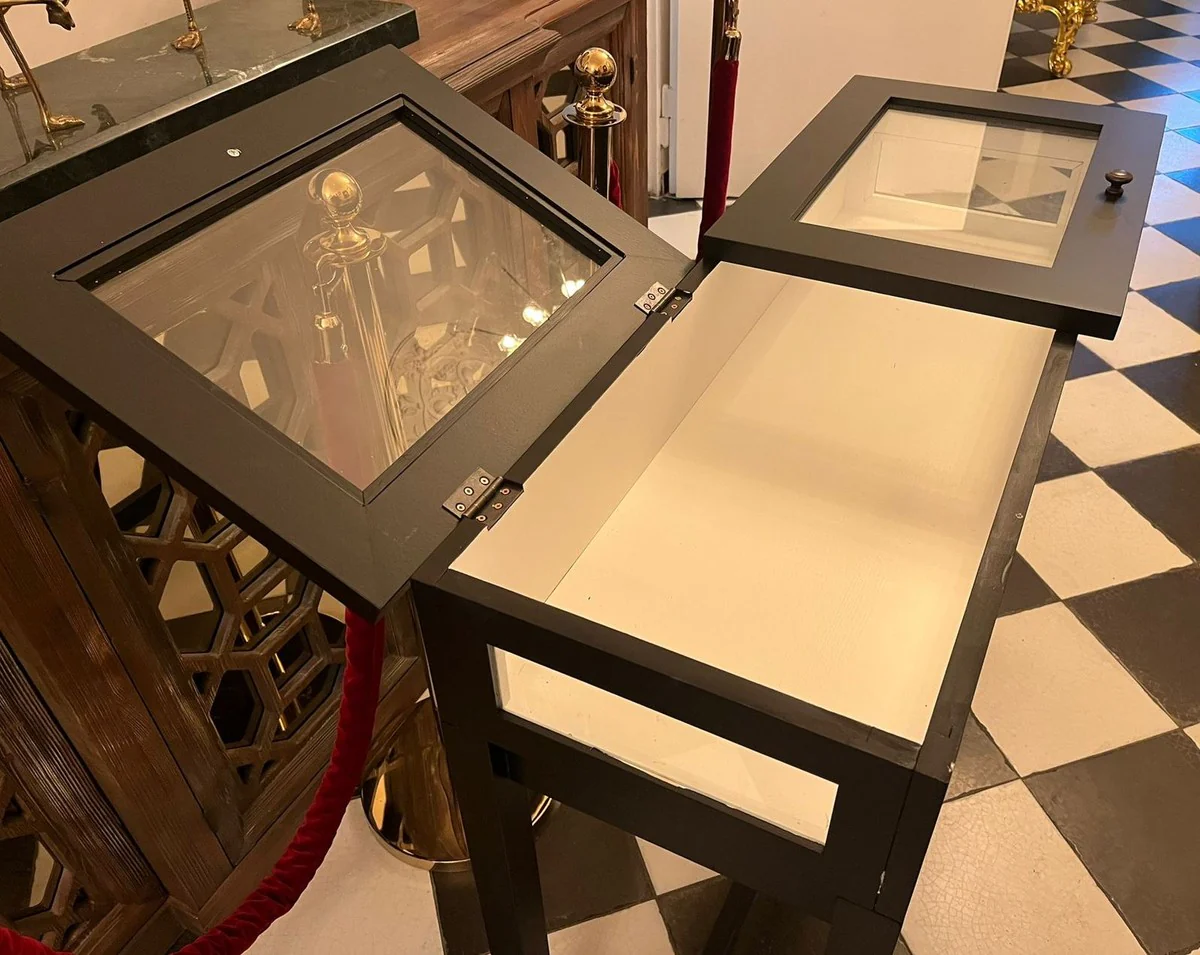 Casa Padrino vitrina de tienda de estilo campestre negro / blanco 110 cm