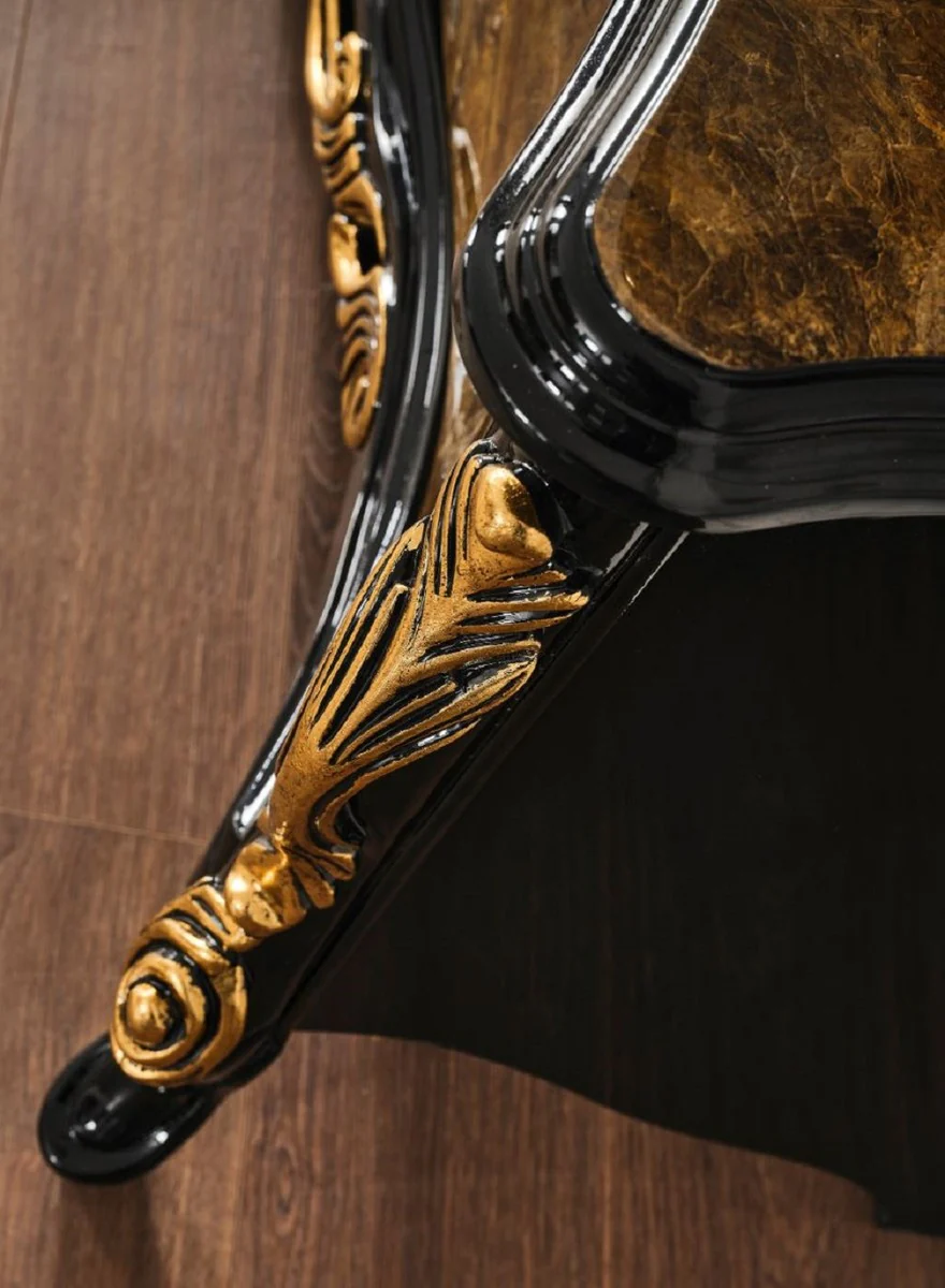 Casa Padrino gabinete de TV barroco de lujo marr¨®n / negro / oro 180 x 50 x A. 190 cm - Magn¨ªfico aparador de madera maciza - Muebles de sal¨®n barrocos