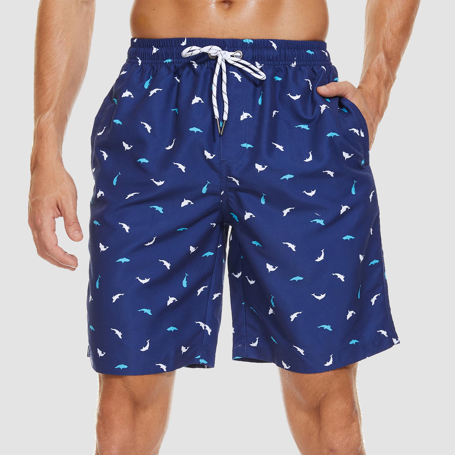 Men's Beach Shorts Swimming Trunks Mesh Lining Shorts with 2 Pockets Quick Dry