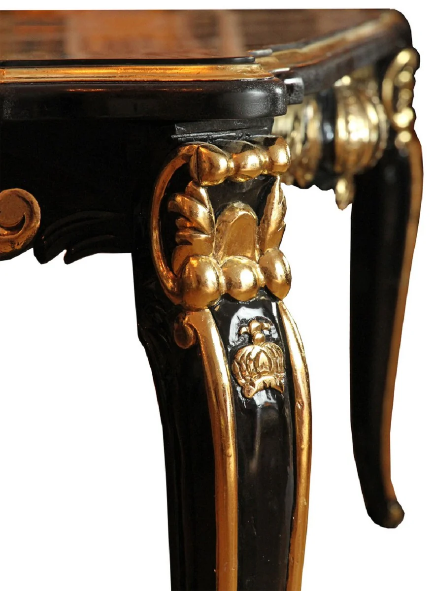 Pomp??s by Casa Padrino Conjunto de Comedor Barroco de Lujo - Pomp??s Mesa de Comedor Barroco con Tapa de Cristal y 8 Sillas con Pedrer¨ªa Dise?adas por Harald Gl??ckler - Muebles Barroco