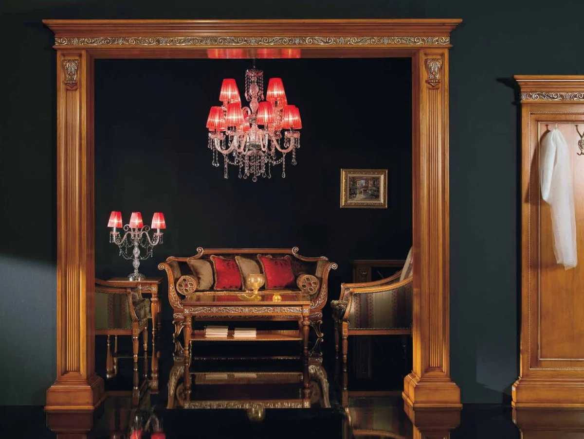 Casa Padrino araña de luces de cristal barroco de lujo plata / rojo Ø 80 x A. 90 cm - Magnífica lámpara de araña de estilo barroco con cristal veneciano y cristal de Swarovski - Hecho en Italia