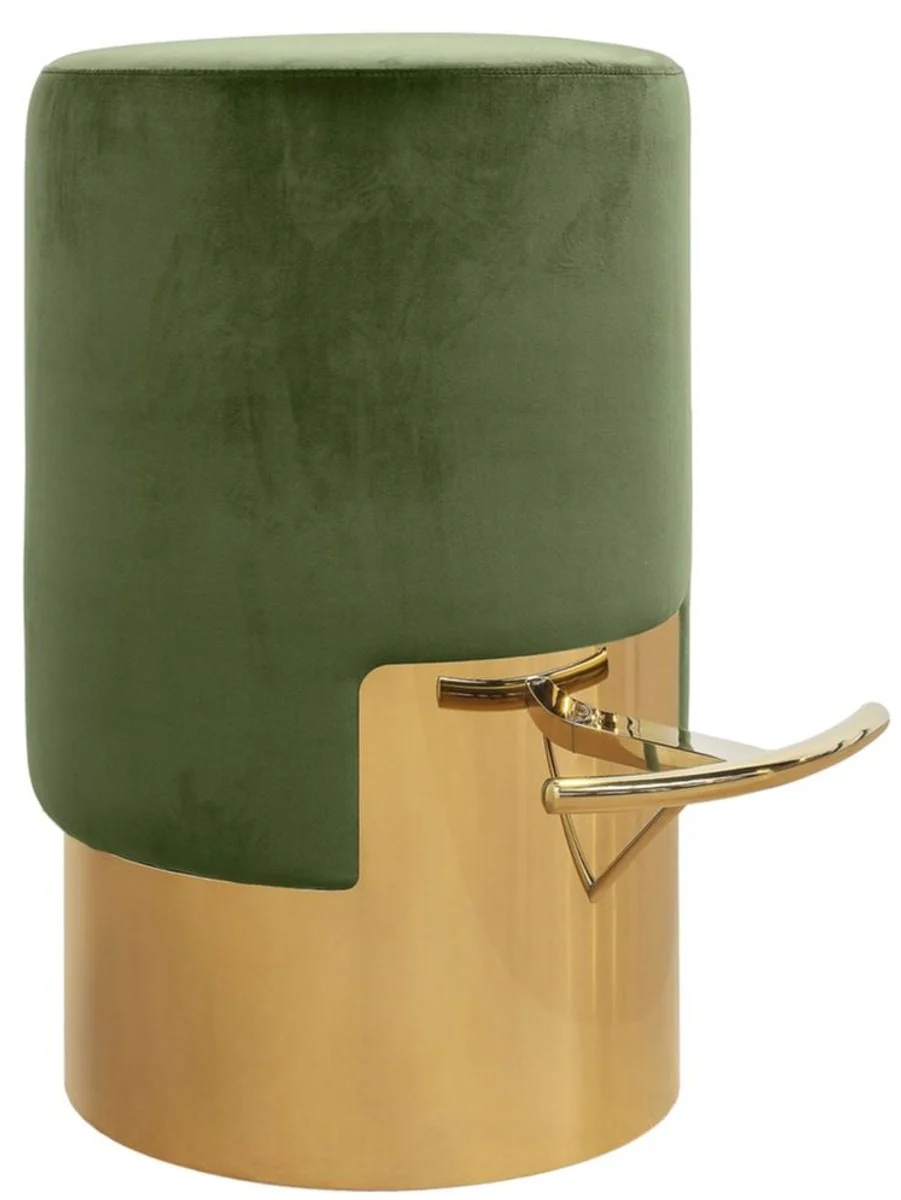 Casa Padrino taburete de bar verde musgo / oro Ø 46 x H. 76 cm - Muebles Bar