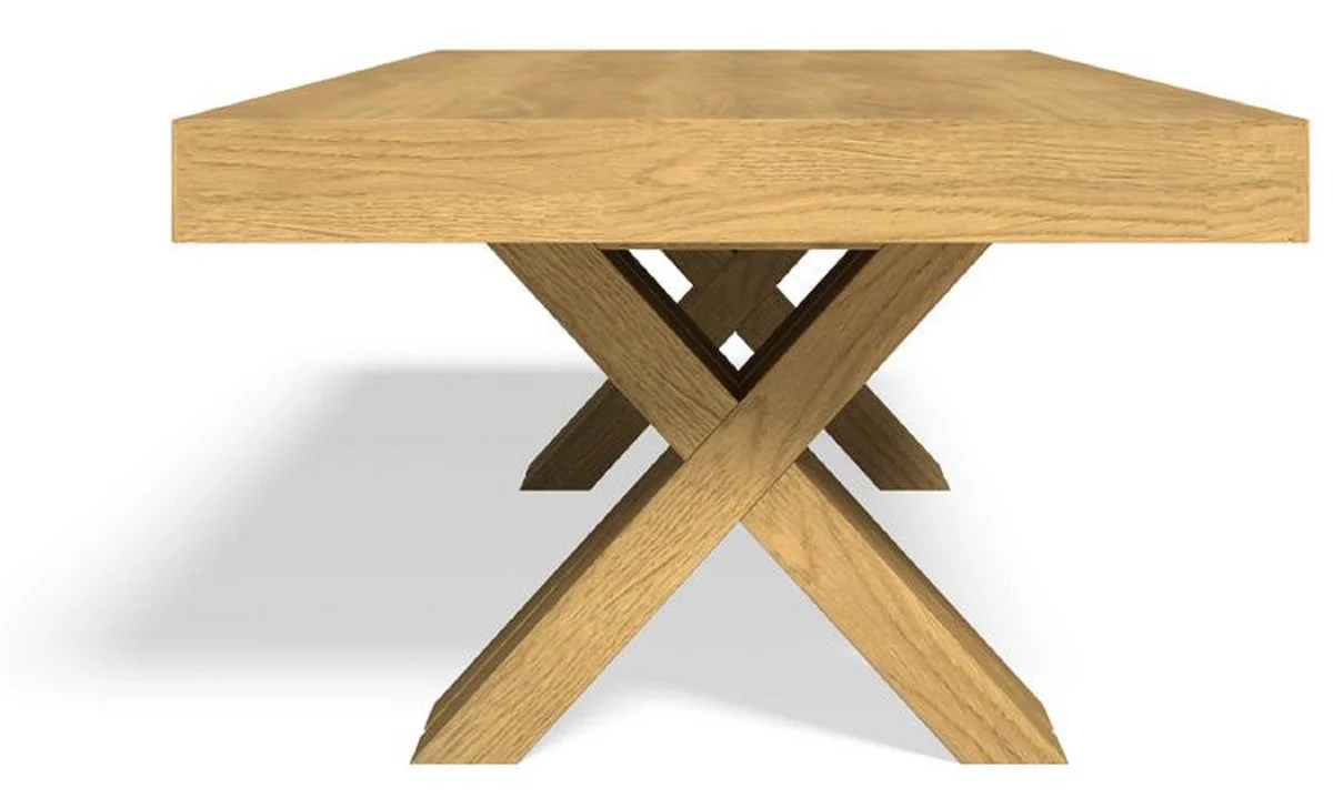 Casa Padrino mesa de comedor de lujo natural 200-494 x 110 x A. 77 cm - Mesa de conferencia extensible de madera maciza - Muebles de comedor - Muebles de oficina - Muebles de lujo