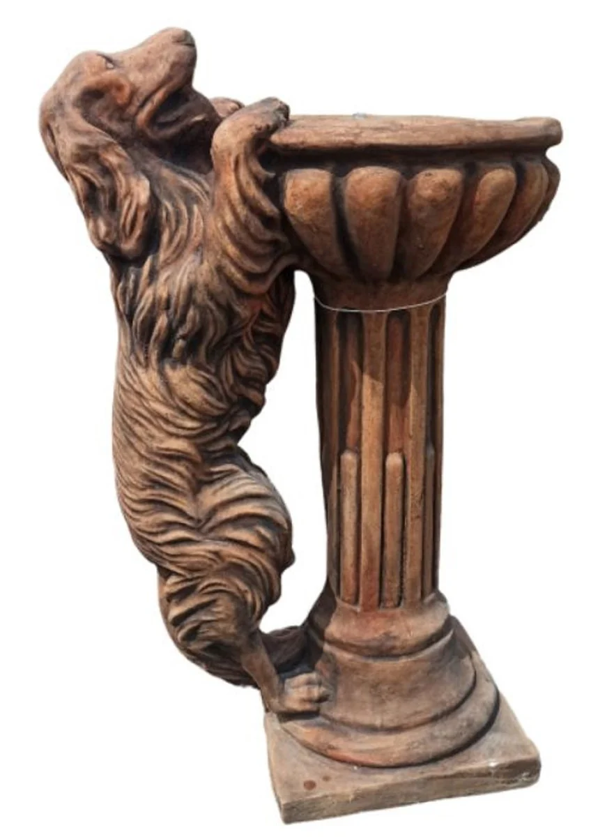 Casa Padrino ba?o para p¨¢jaros barroco con escultura decorativa de perro marr¨®n antiguo A. 100 cm - Ba?o para p¨¢jaros decorativa de piedra para jard¨ªn - Accesorios decorativos para jard¨ªn barroco