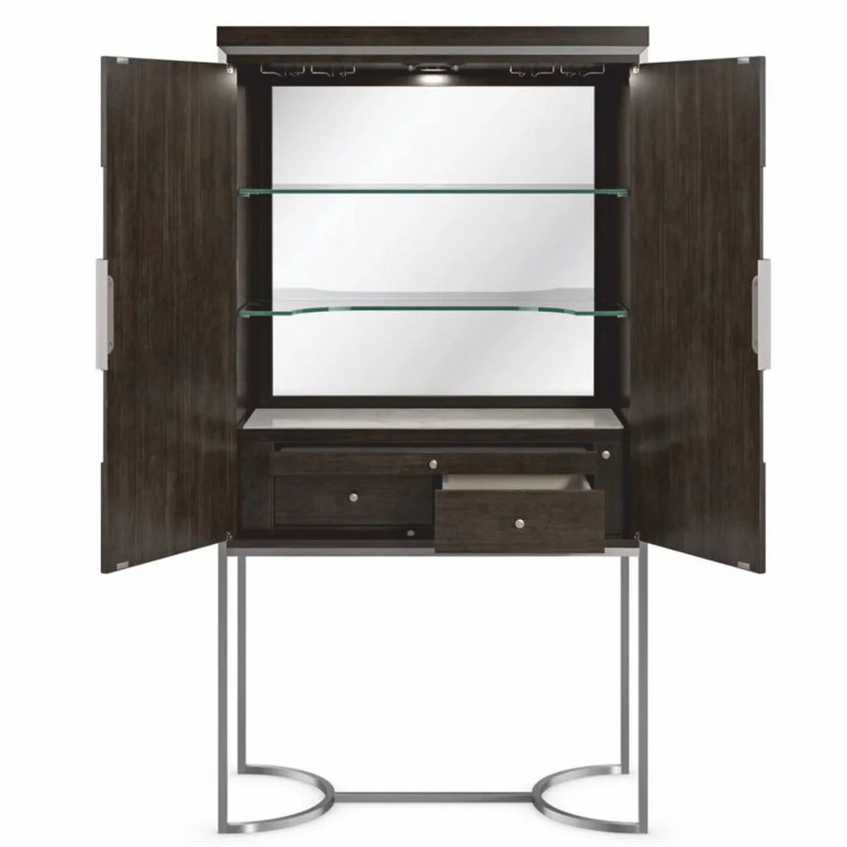 Casa Padrino armario bar / gabinete de vino de lujo marr¨®n / plata Al. 198 cm - Muebles de bar