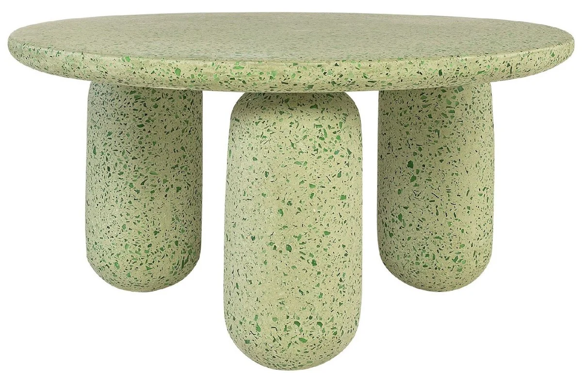 Casa Padrino mesa de centro de lujo verde ? 80 x A. 40 cm - Mesa de sal¨®n redonda de piedra natural en terrazo - Muebles de sal¨®n - Muebles de piedra natural - Muebles de lujo