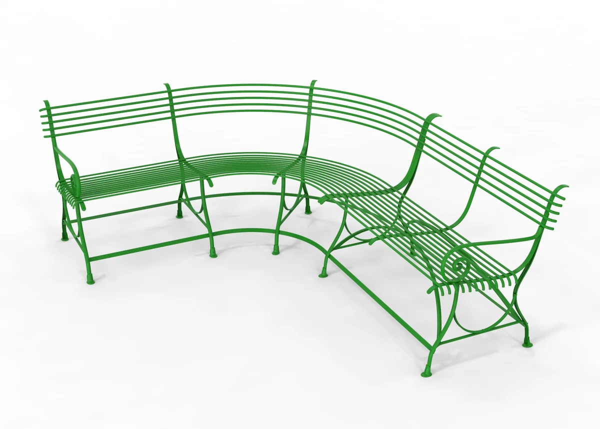 Casa Padrino Banco de Jardín Art Nouveau 250 x 210 x A. 90 cm - Varios Colores - Banco curvo de hierro forjado con patas de caballo - Muebles de Jardín y Terraza Art Nouveau de Hierro Forjado