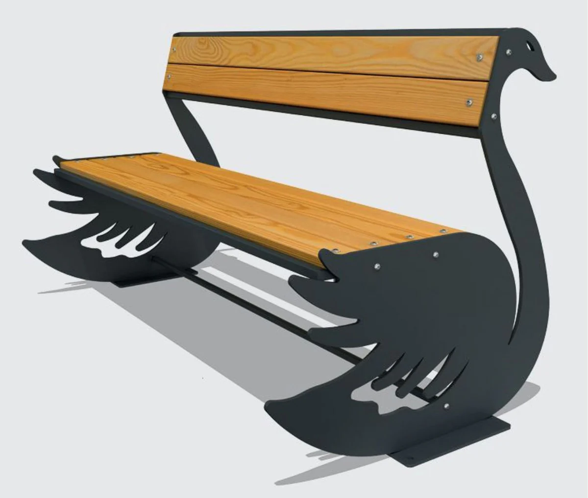 Casa Padrino banco de parque - Banco de ciudad cisne natural / negro 159 cm - Muebles de parque y exterior