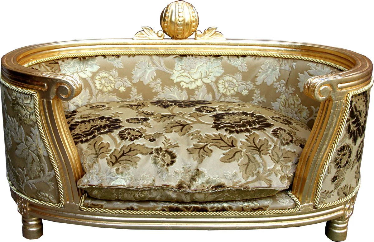 Pomp??s de Casa Padrino Cama barroca de lujo para perros y gatos Patr¨®n de ramo de oro / Oro de Harald Gl??ckler