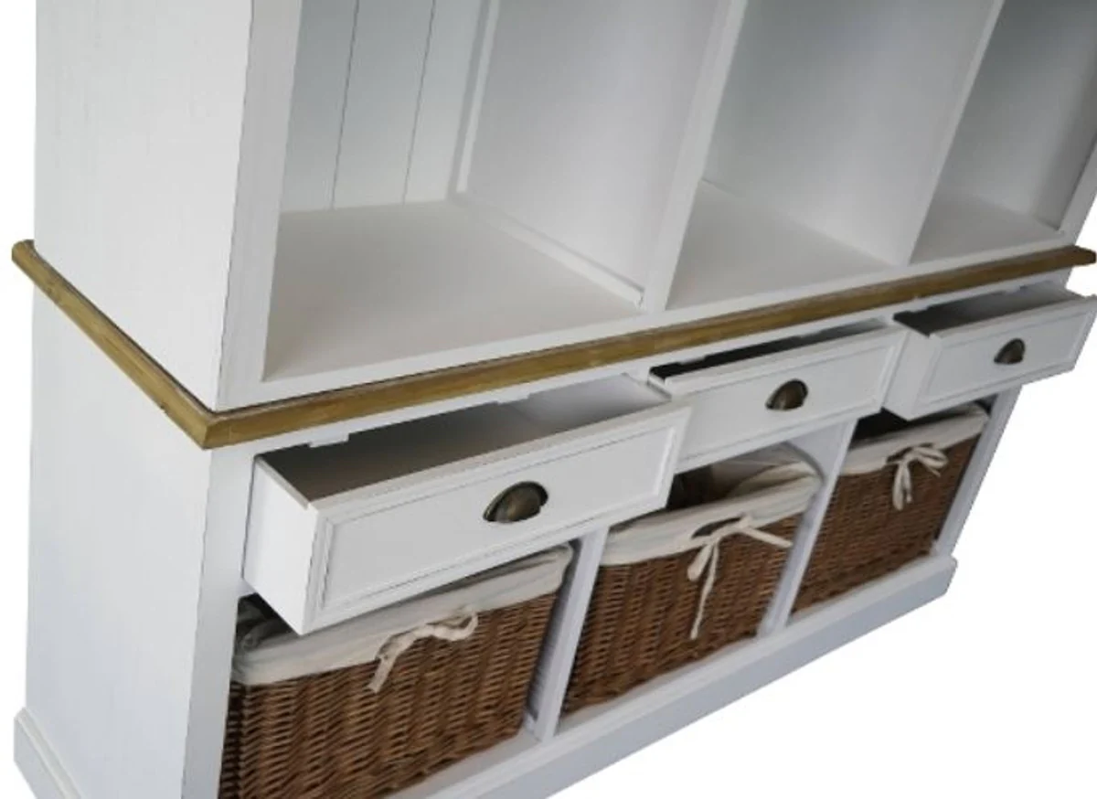 Casa Padrino Country Style Wall Cabinet Antique White / Brown 160 x 40 x H. 206 cm - Country Style Furniture