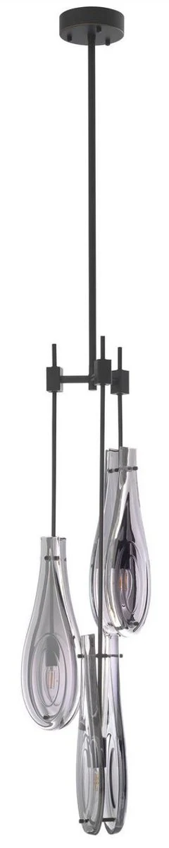 Casa Padrino lámpara de araña de lujo bronce / gris Ø 30 x A. 95,5 cm - Lámpara de araña moderna de metal con pantallas de vidrio - Calidad de Lujo