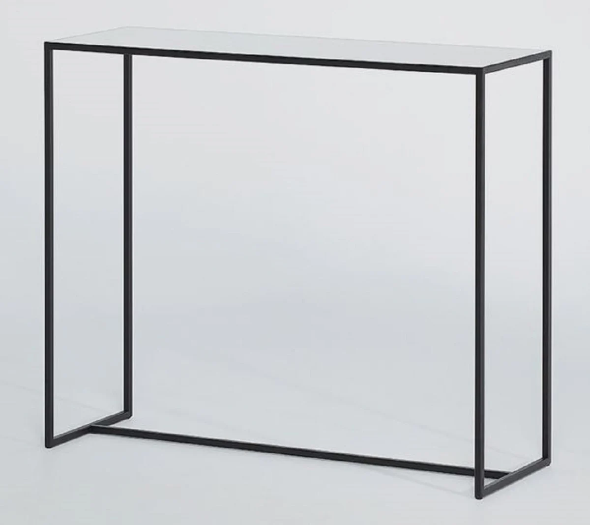 Casa Padrino consola de lujo negro / gris 100 x 35 x A. 85 cm - Mesa consola rectangular de metal con tablero de cristal espejo - Muebles de sal¨®n - Muebles de lujo