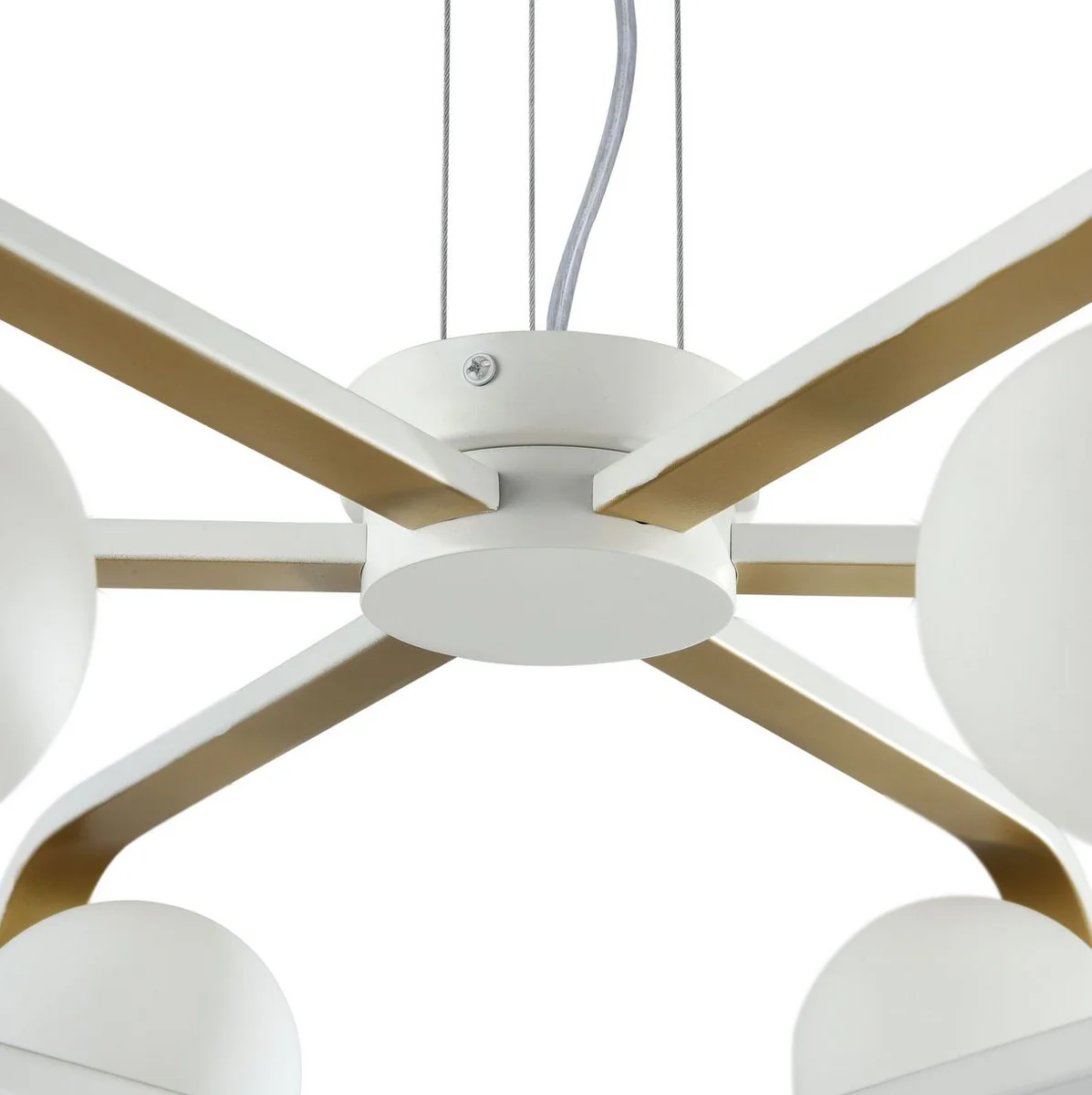 Casa Padrino lámpara colgante de lujo blanco / dorado Ø 65 x H. 20 cm - Colección de Lujo