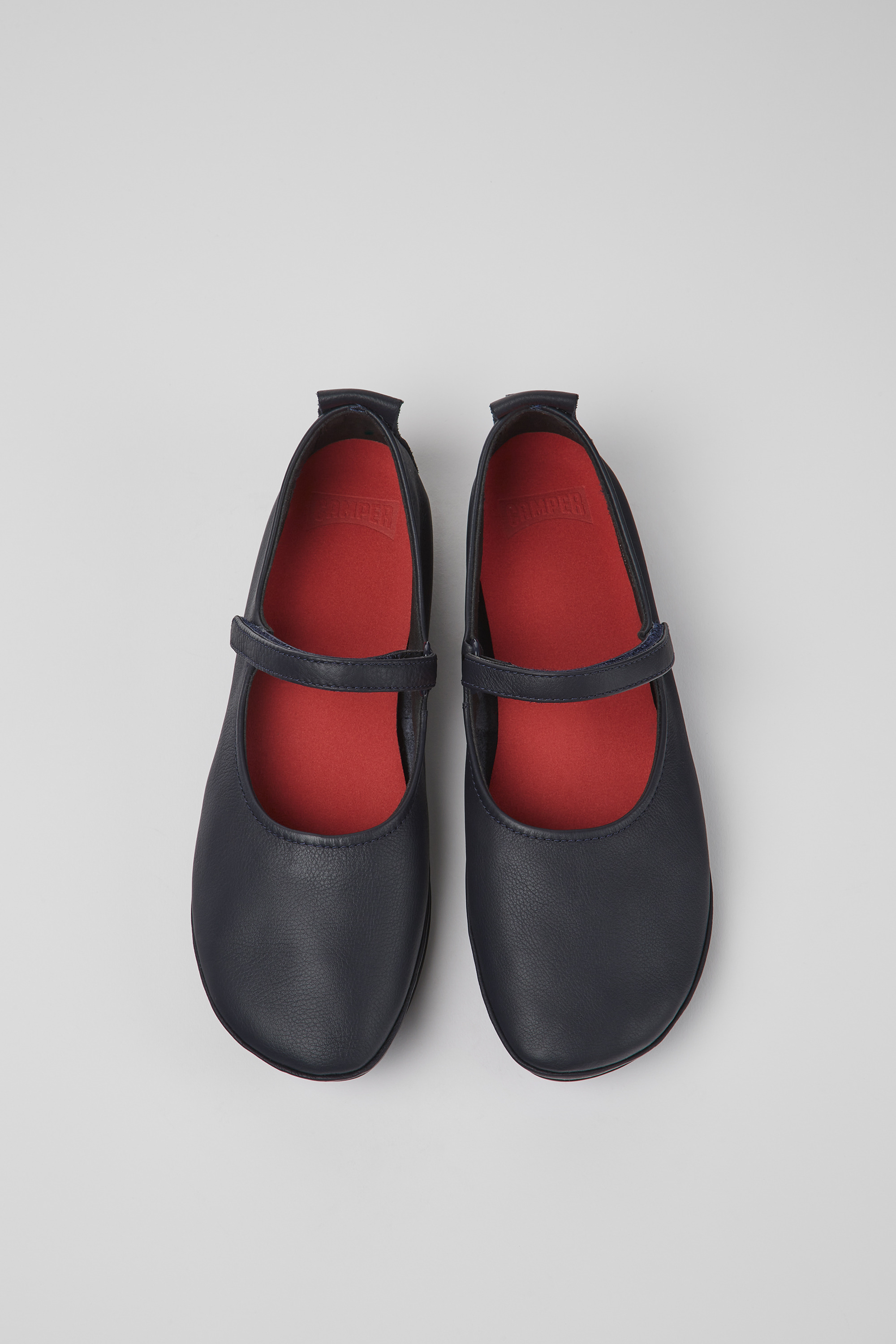 Right - Blue leather ballerinas for women