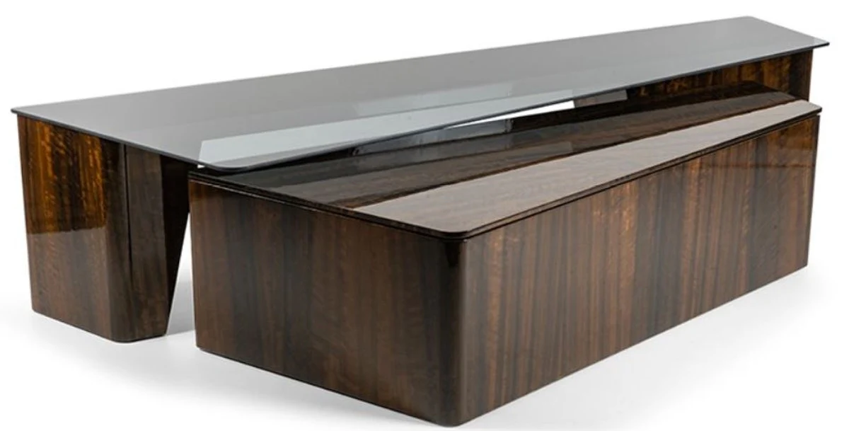 Casa Padrino conjunto de mesa de caf¨¦ de lujo marr¨®n - 2 mesas de sal¨®n rectangulares - Muebles de sala de lujo