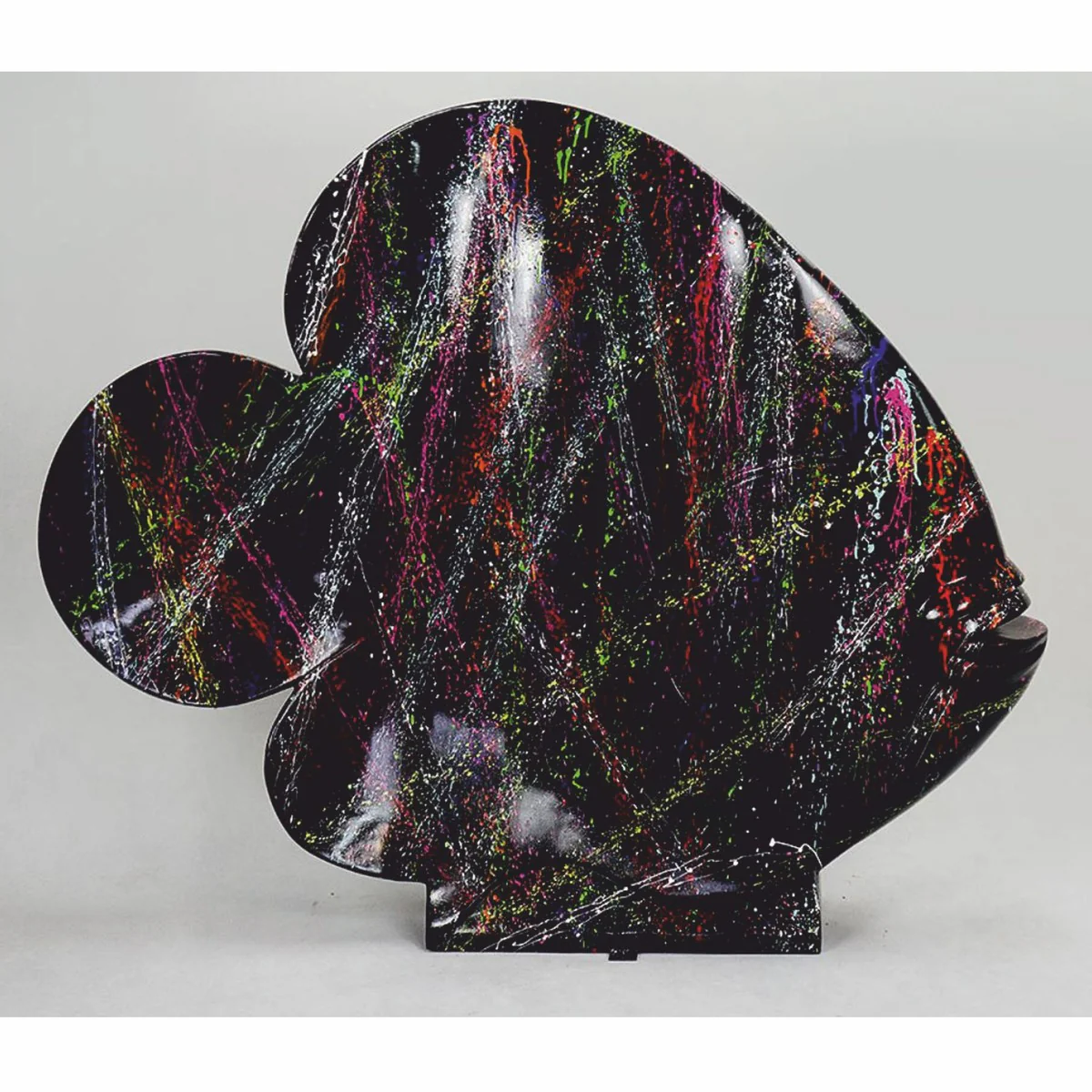 Casa Padrino escultura decorativa XXL pez negro / colorido A. 110 cm - Figura decorativa