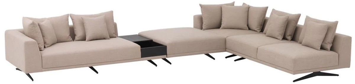 Casa Padrino sof¨¢ esquinero de lujo arena / bronce 340 x 292 x A. 64 cm - Noble sof¨¢ de sal¨®n con cojines - Muebles de Lujo - Calidad de Lujo