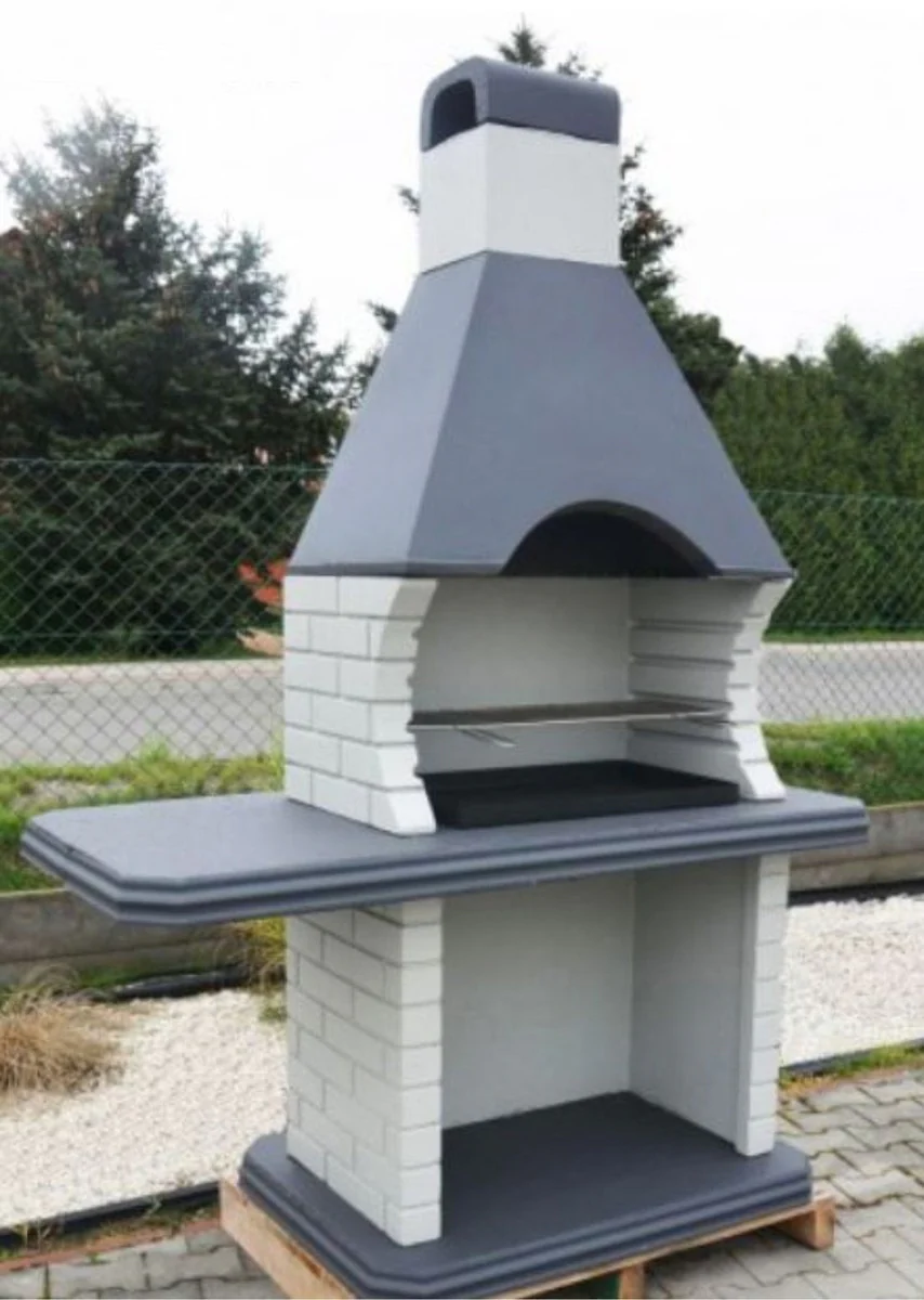 Casa Padrino barbacoa de jard¨ªn de lujo blanco / gris 160 x 74 x A. 232 cm - Chimenea de hormig¨®n - Accesorios de jard¨ªn de lujo