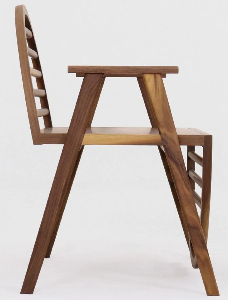 Casa Padrino banco de lujo marr¨®n 86 x 58 x A. 81 cm - Banco de madera maciza con reposabrazos - Muebles de Terrazas de Jard¨ªn de Gastronom¨ªa