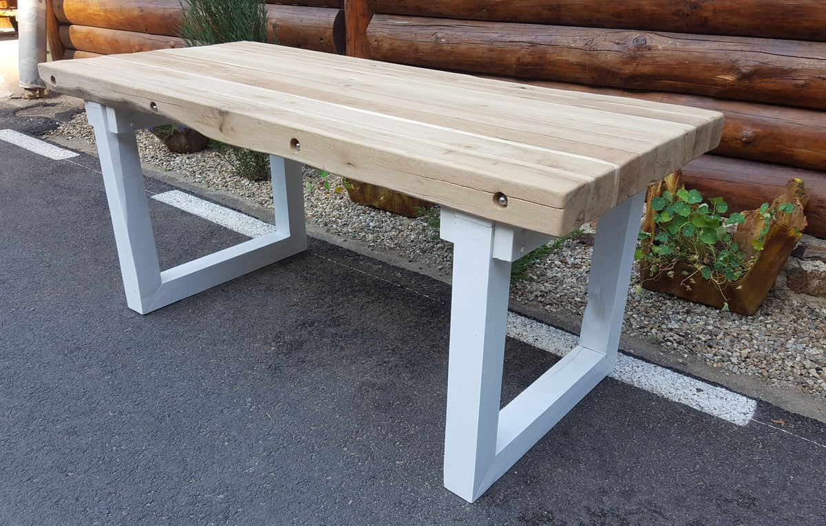 Casa de madera maciza Padrino de lujo mesa de comedor - Roble / Blanco - 200 cm x 90 cm x H80 cm - para trabajo pesado