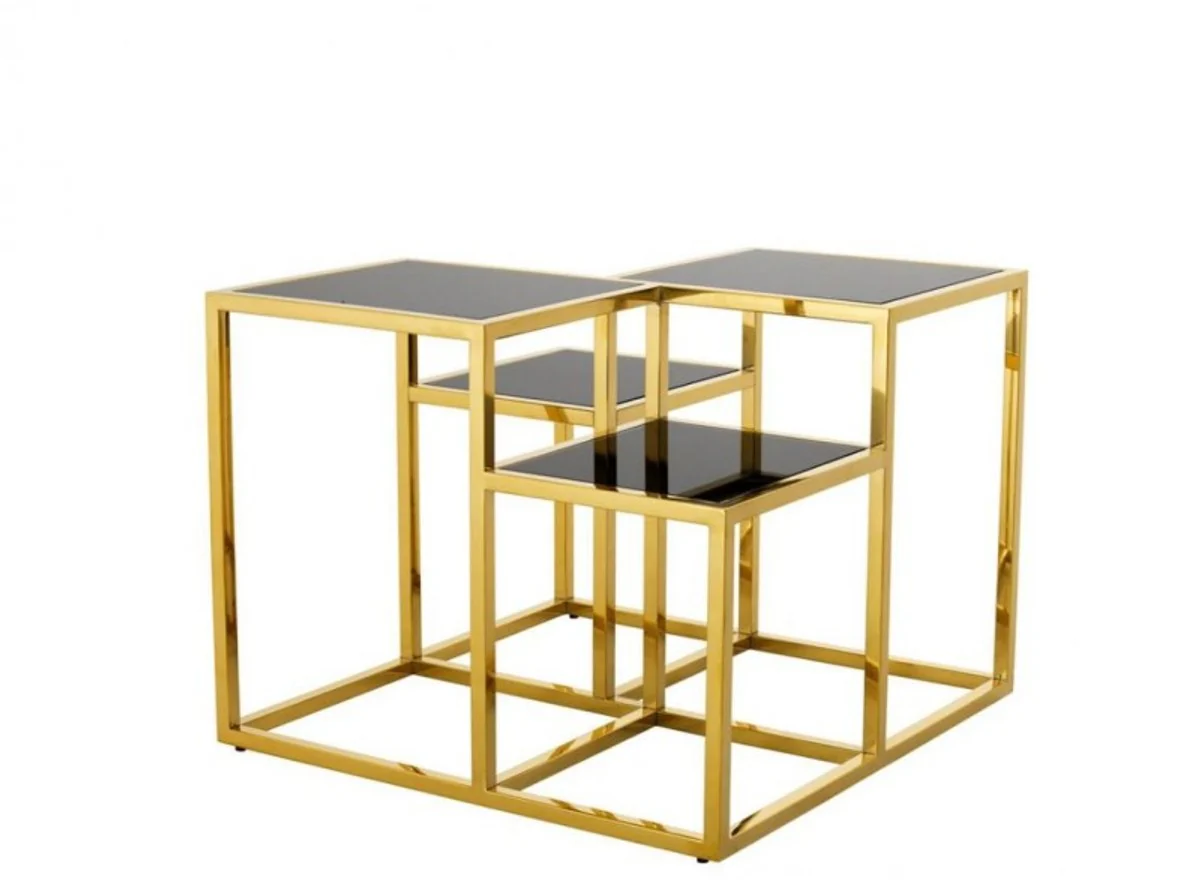 Casa Padrino luxury art deco designer side table gold with black glass - Luxury Collection