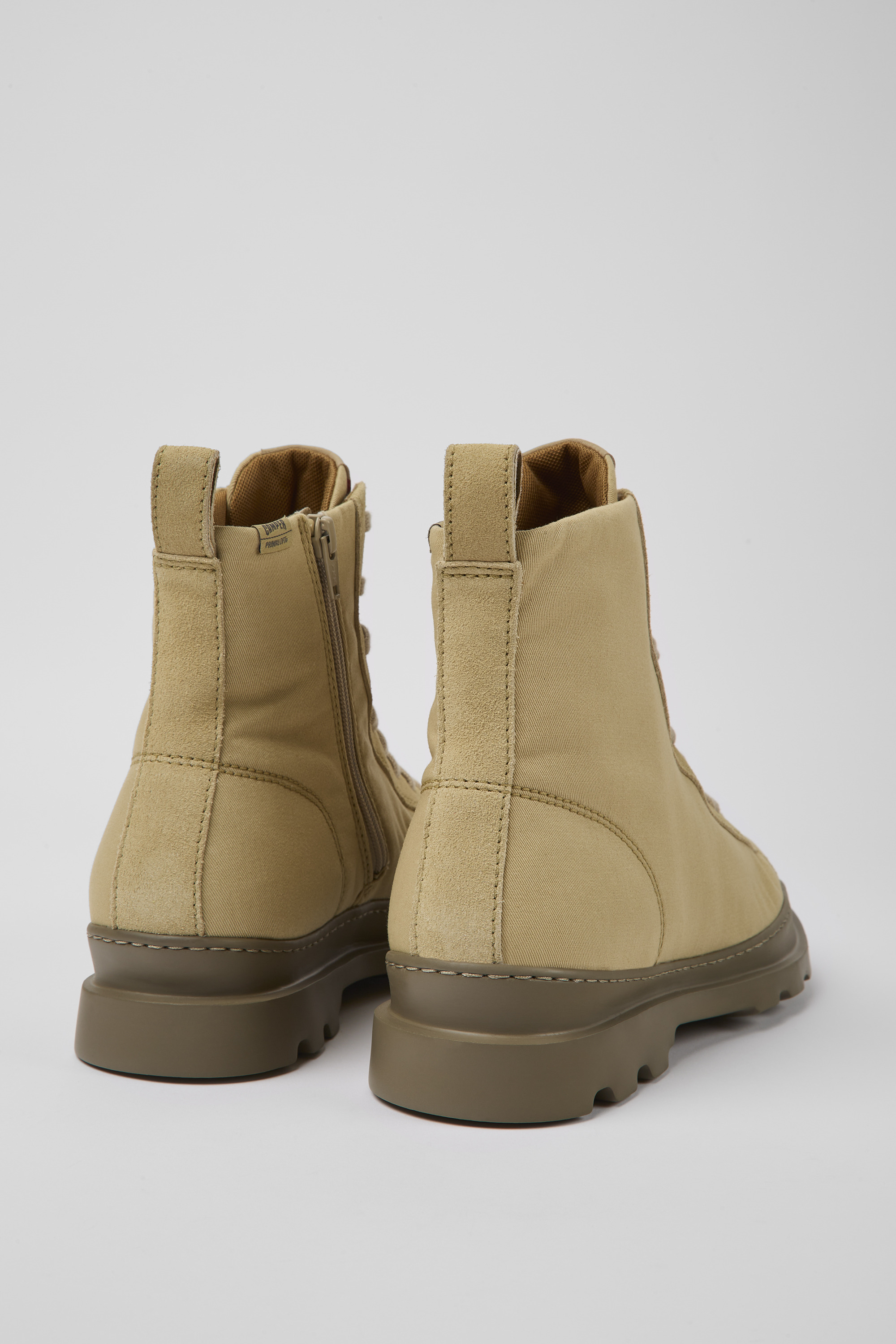 Brutus - Beige textile and nubuck ankle boots for women