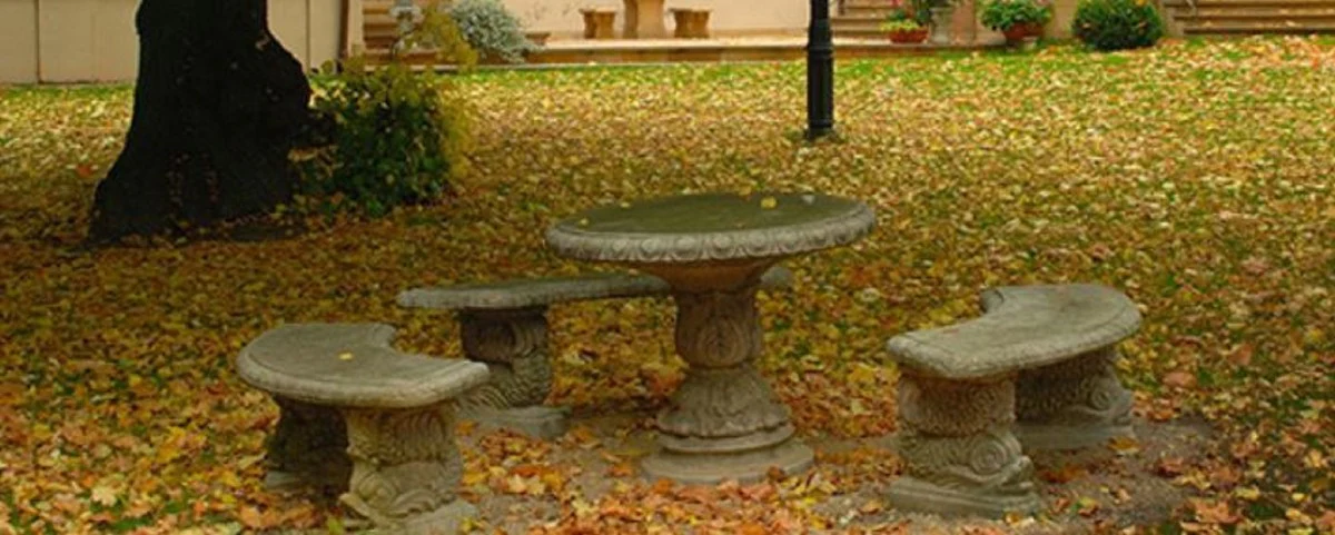 Casa Padrino Baroque Mesa de Jardín Gris Ø 90 x H. 74 cm - Muebles de Jardín en Estilo Barroco