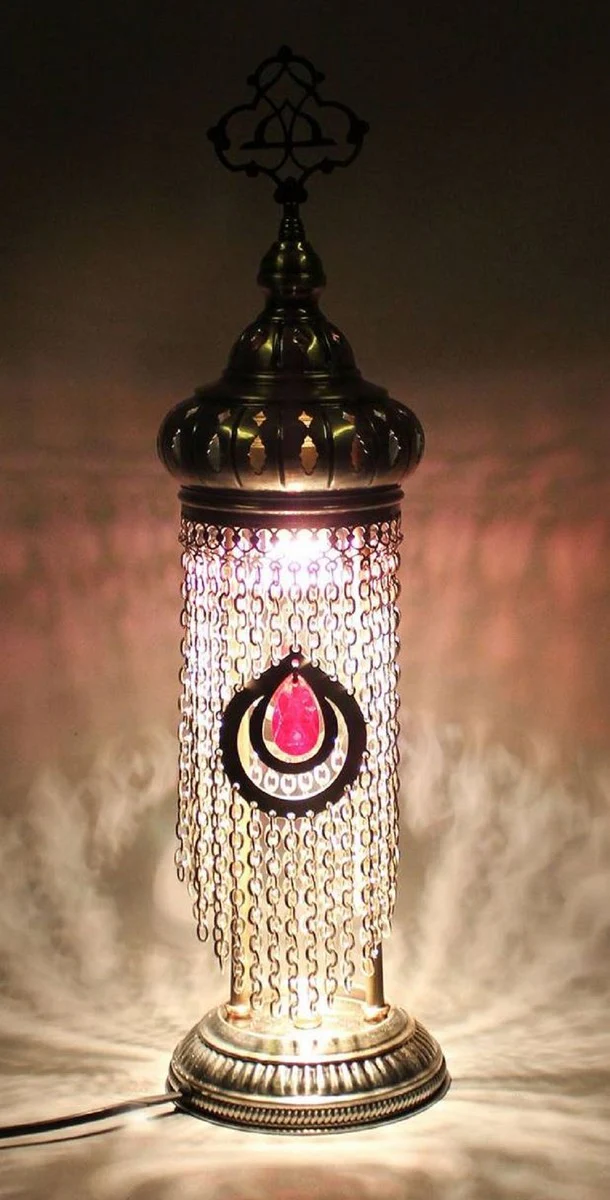 Casa Padrino lámpara de mesa de lujo bronce / rosa Ø 20 x A. 75 cm - Lámpara de escritorio redonda - Lámparas de mesa decorativas de diseño - Lámparas de mesa de lujo