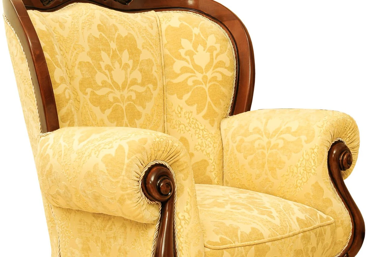 Casa Padrino sill¨®n barroco de lujo amarillo / marr¨®n - Muebles de sal¨®n de estilo barroco