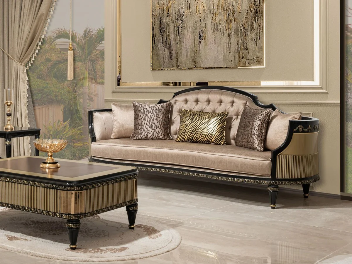 Casa Padrino mesa de centro barroco de lujo marr¨®n / negro / oro - Magn¨ªfica mesa de sal¨®n de estilo barroco - Muebles de sal¨®n estilo barroco - Muebles de lujo estilo barroco - Muebles barrocos