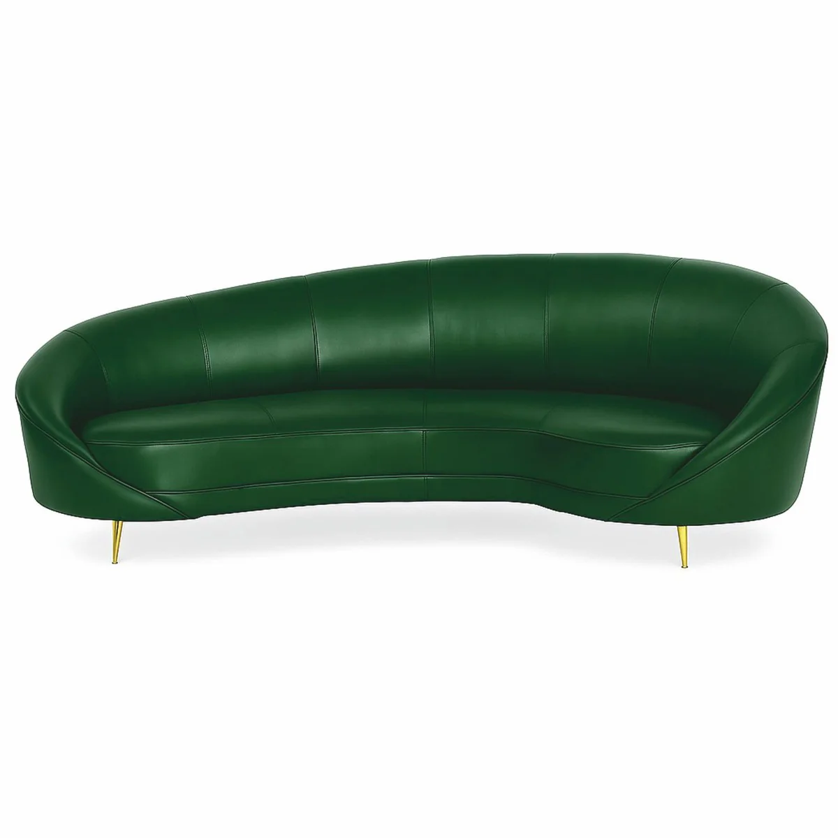 Casa Padrino Sof¨¢ de Cuero de Lujo Verde / Lat¨®n 230 cm - Muebles de Cuero Genuino