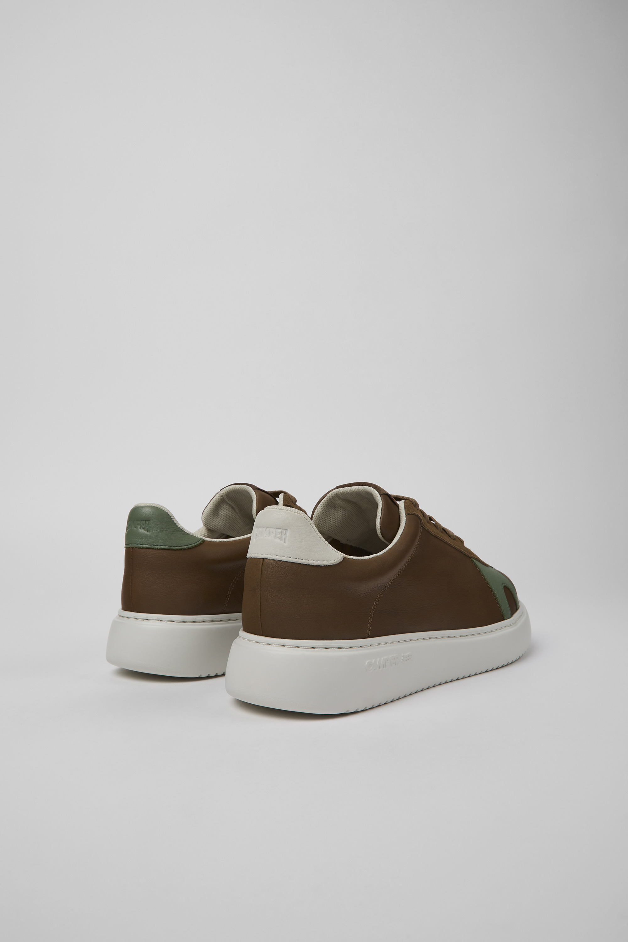 Twins - Brown leather and nubuck sneakers for men