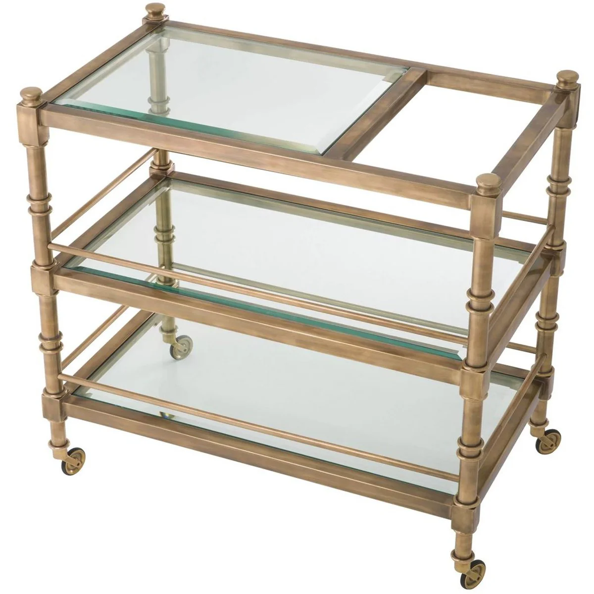 Casa Padrino carrito de servicio de lujo lat¨®n vintage 82 x 46 x A. 80 cm - Carrito gastron¨®mico restaurante hotel - Accesorios gastron¨®mico restaurante hotel lujo - Muebles de lujo