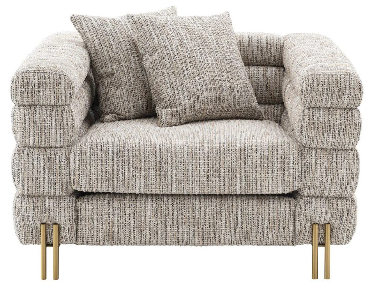 Casa Padrino sill¨®n de lujo con coj¨ªnes beige / lat¨®n 112 x 97 x A. 69 cm - Sill¨®n de Sal¨®n - Sill¨®n de Hotel - Muebles de Lujo