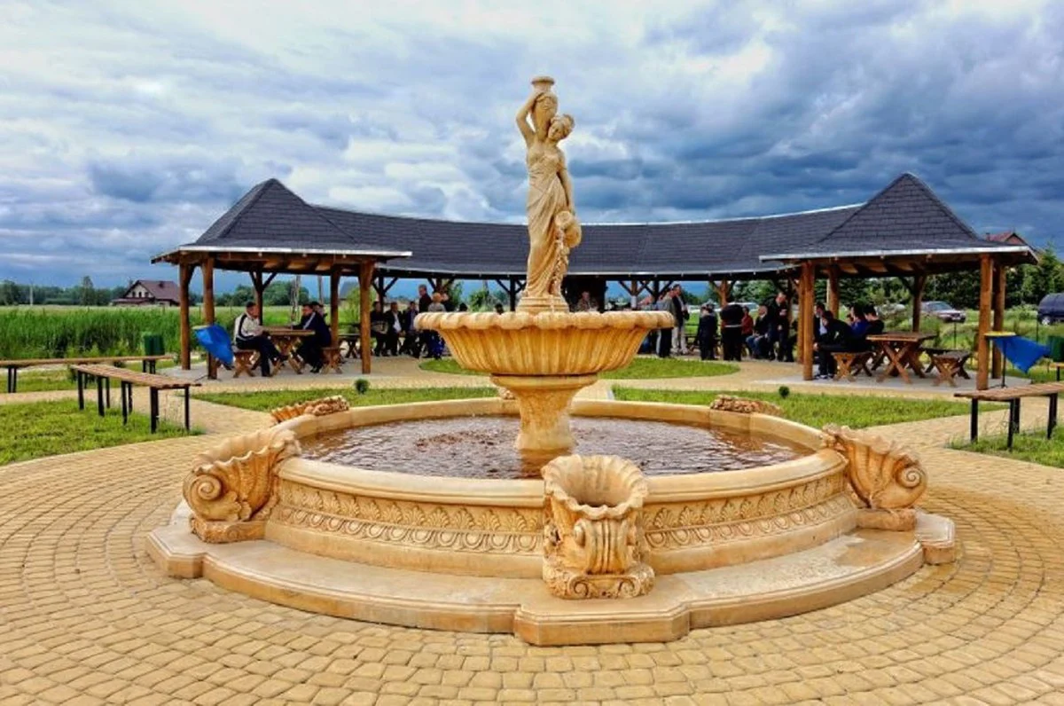 Casa Padrino borde de fuente barroco beige Ø 445 x A. 58 cm - Borde de fuente de jardín redondo - Magnífica decoración de jardín en estilo barroco