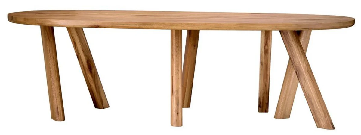 Casa Padrino mesa de comedor de lujo marr¨®n 259 x 109 x A. 76,5 cm - Mesa de cocina ovalada con tablero de roble macizo - Muebles de comedor - Muebles de cocina - Muebles de lujo