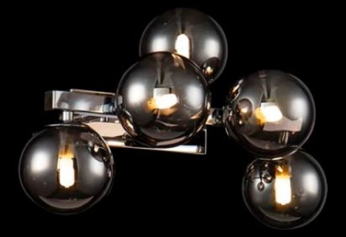 Casa Padrino lámpara de pared de diseñador plata / gris 38 x 23 x H. 24 cm - Lámpara de Salón con Pantallas Esféricas