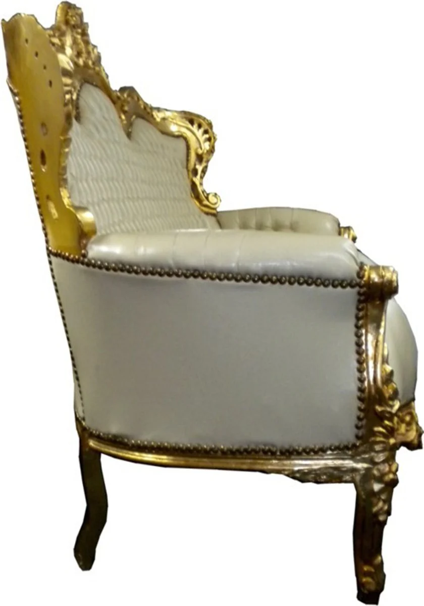 Baroque sofa set  Master  Cream / Gold Leather Look