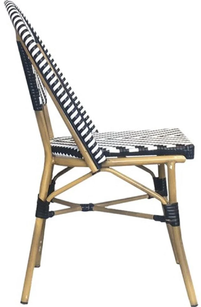 Casa Padrino silla de comedor de lujo blanco / negro / beige 49 x 46 x A. 91 cm - Silla de jard¨ªn de rat¨¢n de lujo - Muebles de comedor - Muebles de jard¨ªn - Muebles de rat¨¢n de lujo