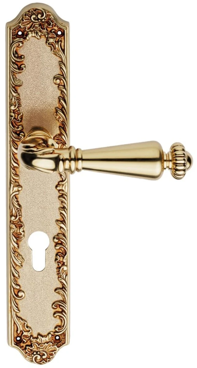Casa Padrino conjunto de manija de puerta barroco oro francés 14,5 x H. 30 cm - Colección Barroco