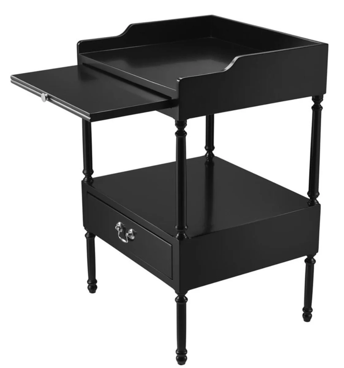 Casa Padrino mesa auxiliar de centro de lujo negro / plata 48 x 42 x H. 73 cm - Muebles de Salón