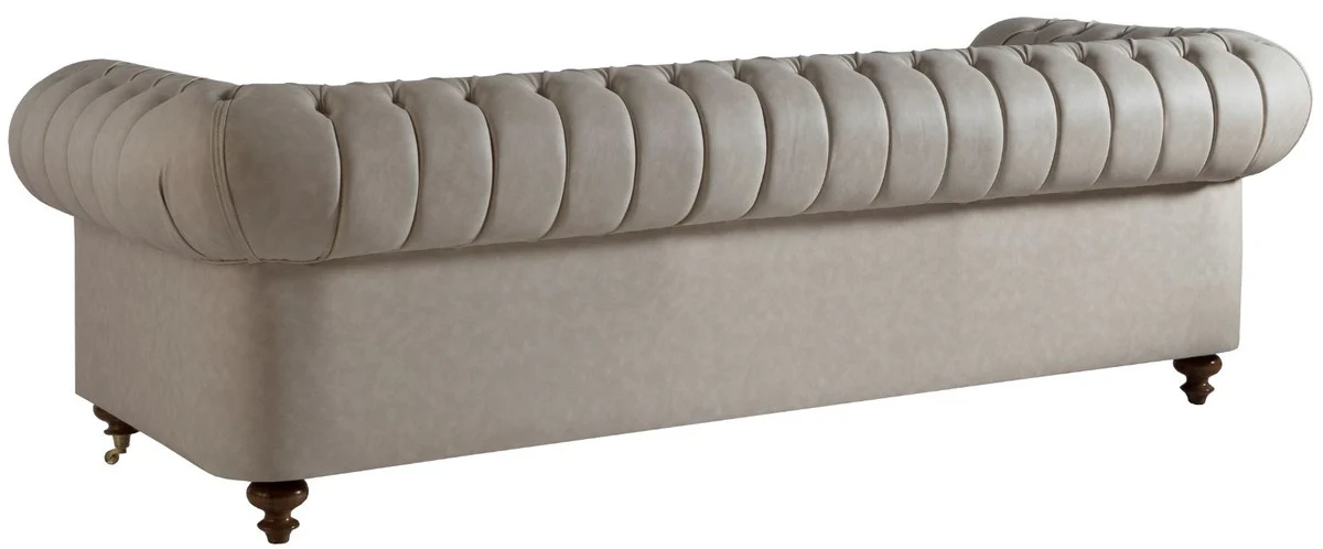 Casa Padrino sof¨¢ Chesterfield de lujo gris / marr¨®n 240 x 100 x A. 78 cm - Sof¨¢ de sal¨®n noble - Muebles Chesterfield